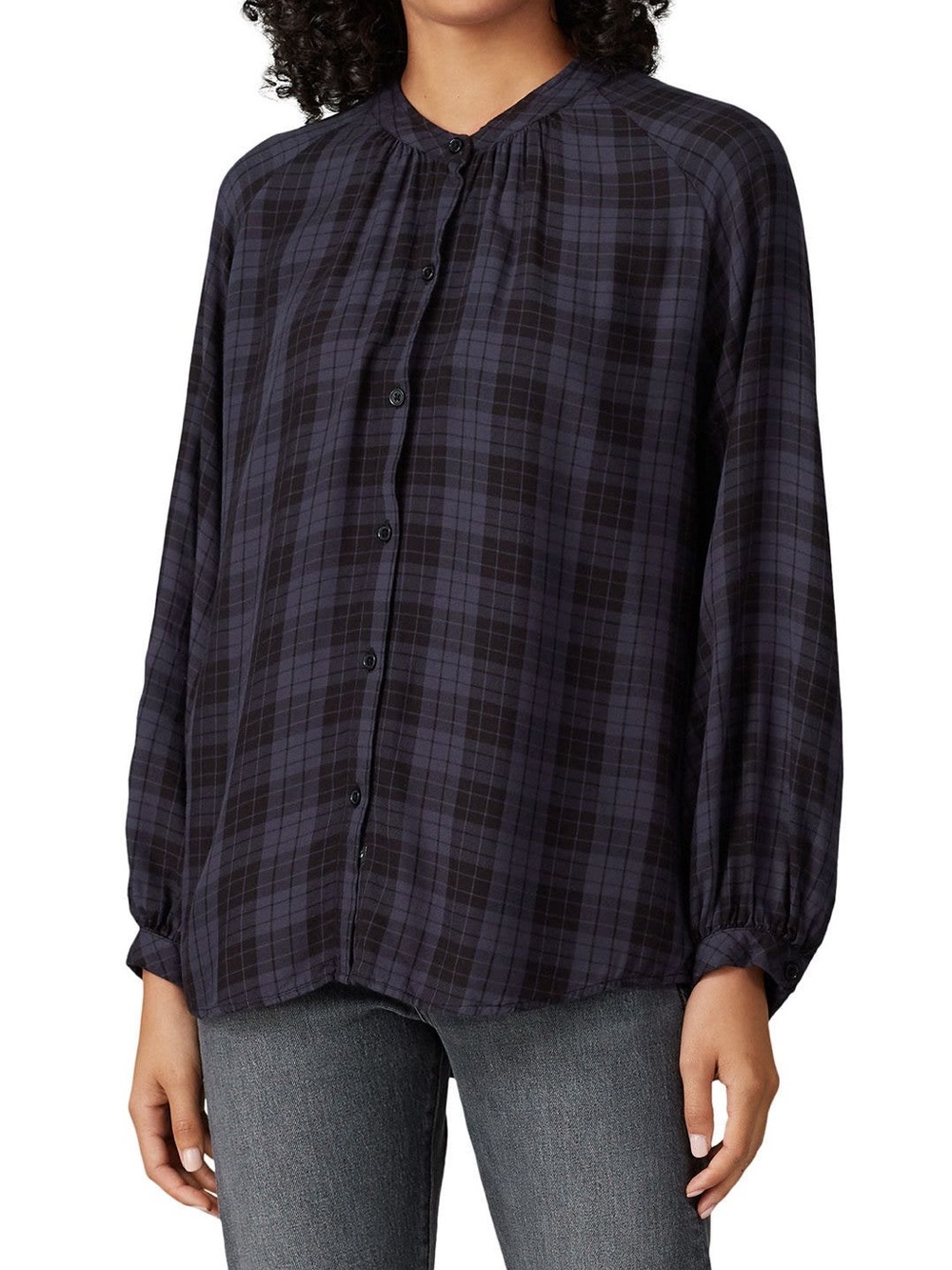 Rails Plaid Button-Front Shirt Black and Navy extra small